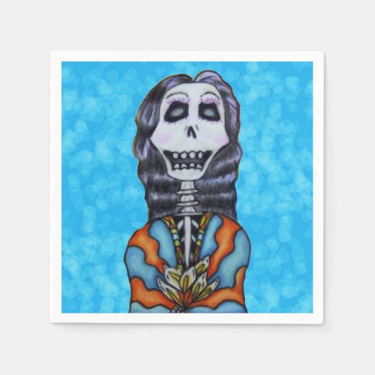 死カラフルんだ骸骨の幸せな日 スタンダードカクテルナプキン (正面)