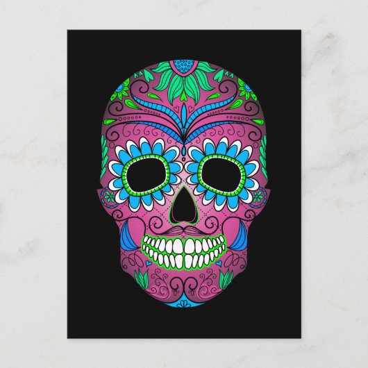 死カラフル砂糖スカル ポストカード (正面)