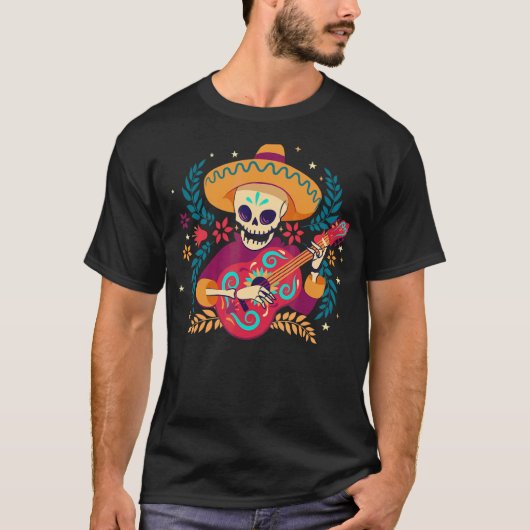 死スケルトンのマリアチデイCinco De Mayoメキシコ Tシャツ (正面)