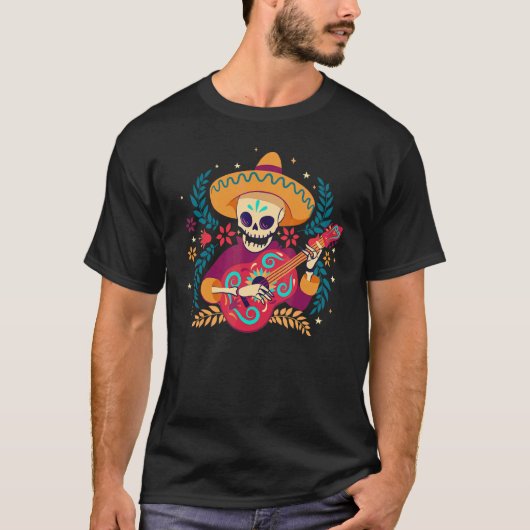 死スケルトンのマリアチデイCinco De Mayoメキシコ Tシャツ (正面)