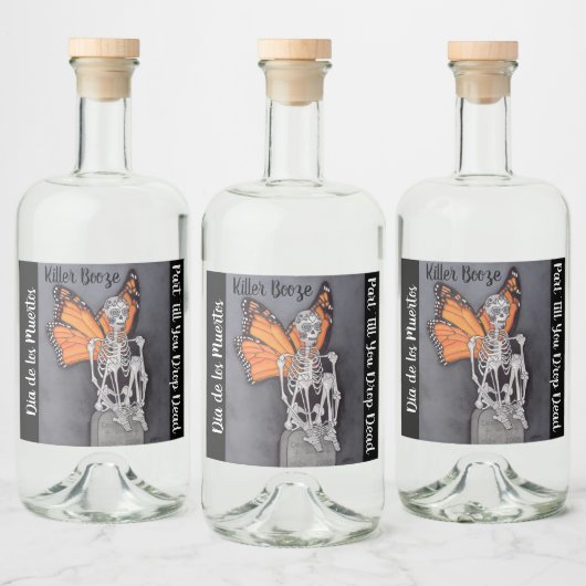 死パーソナライズされたんだハロウィーンのスケルトンの日 リキュールボトルラベル (ボトル)