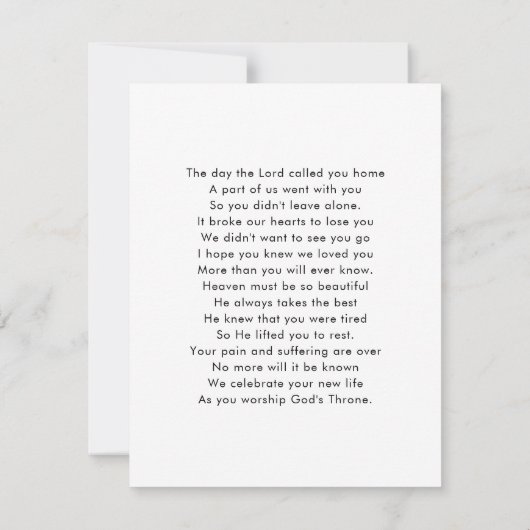 死モダン亡悔やみや弔慰葬儀写真 サンキューカード (裏面)