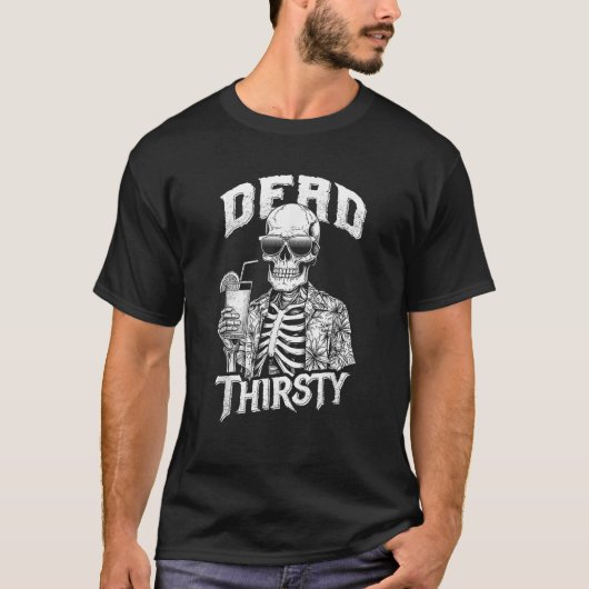 死乾おもしろいスケルトンビーチコックト Tシャツ (正面)