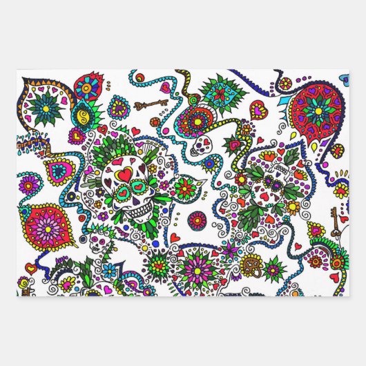 死亡したスカルギフトラップセットの日 ラッピングペーパーシート (正面)