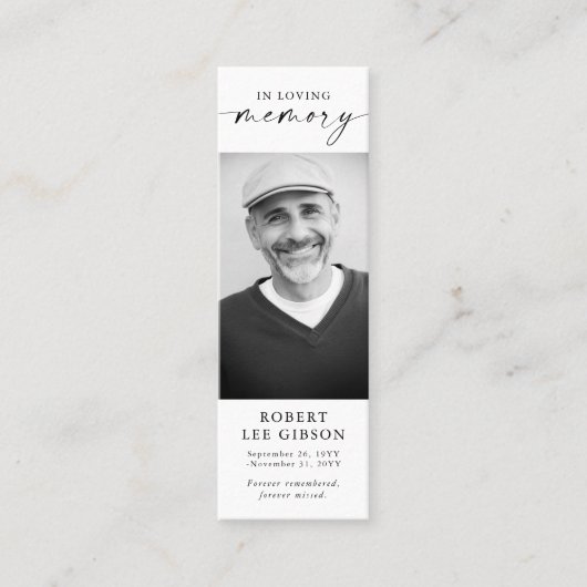 死亡写真葬儀記念ブックマークカード スキニー名刺 (正面)