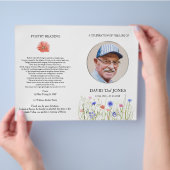 死亡届けプログラム，色付きワイルドフラワー チラシ (手)