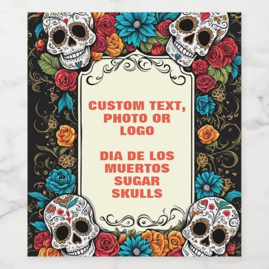 死亡日のワインボトルラベル | ディアデムエルトス ワインラベル (シングルラベル)