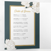 死亡時のお祝い写真フラワーグリーン 三つ折り招待状 (内部最初)