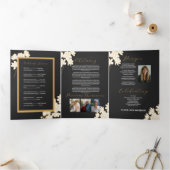 死亡時のお祝い写真白花 三つ折り招待状 (内部)