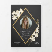 死亡時のお祝い写真白花 三つ折り招待状 (カバー)