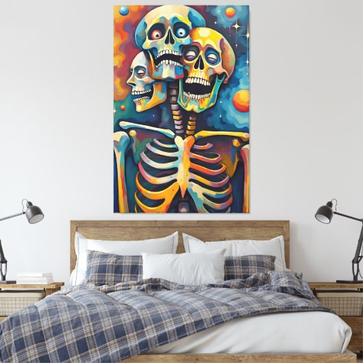 死亡率の三位一体 – 抽象芸術3頭骨格 キャンバスプリント (インサイチュ (寝室))
