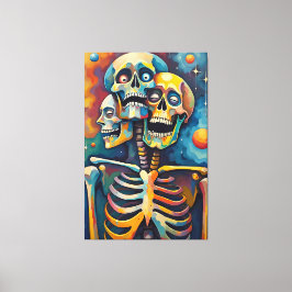 死亡率の三位一体 – 抽象芸術3頭骨格 キャンバスプリント