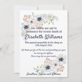 死亡葬祭名刺の通知 案内状