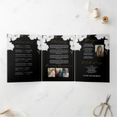 死亡記事お祝い撮影フラワーホワイト 三つ折り招待状 (内部)