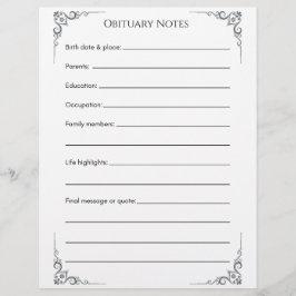 死亡記事のテンプレート- End-of-Life Planning Let レターヘッド