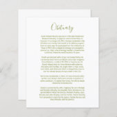 死亡記事の挿入カード (正面/裏面)