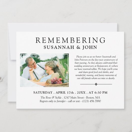 死亡記念日を思い出すミニマルな共同 招待状 (正面)