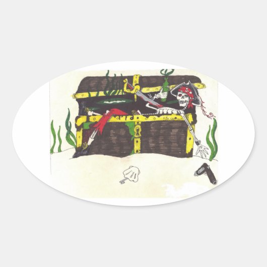 死人の宝物ステッカー 楕円形シール (正面)