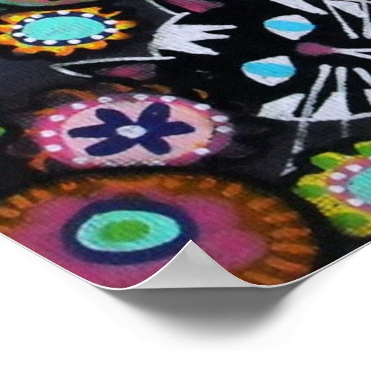 死人の日の猫メキシカン絵画レディ ポスター (角)