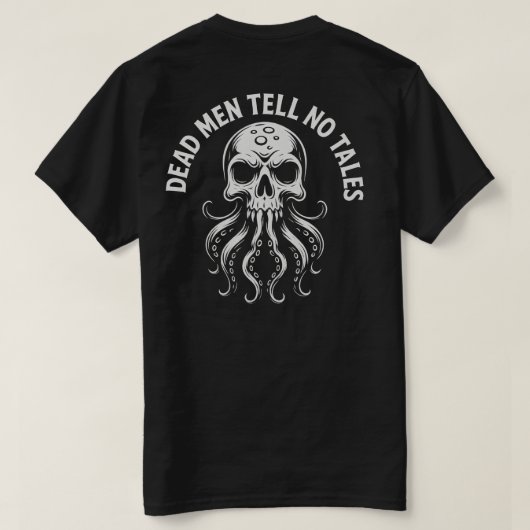 死人は物語を語らない海賊デザイン Tシャツ (デザイン裏面)