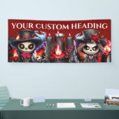 死体新郎新婦スケルトンのカップルろうそくゴシック 横断幕 (トレードショー)