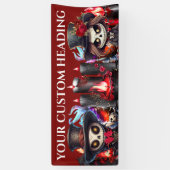 死体新郎新婦スケルトンのカップルろうそくゴシック 横断幕 (縦)