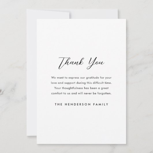 死別エレガントモダン悔やみや弔慰葬儀の写真 サンキューカード (裏面)