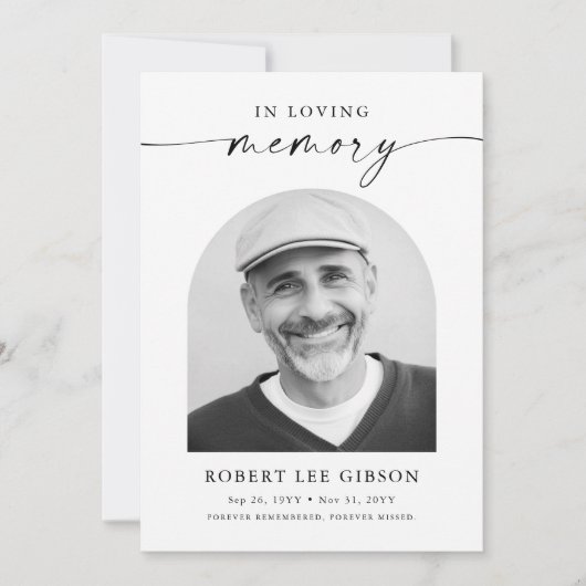 死別モダン悔やみや弔慰葬儀記念写真 サンキューカード (正面)