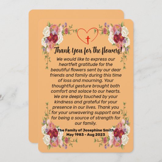 死後に花を贈るサンキューカード 招待状 (正面/裏面)