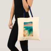死海のイラスト 旅行アート ヴィンテージ トートバッグ (正面(商品))