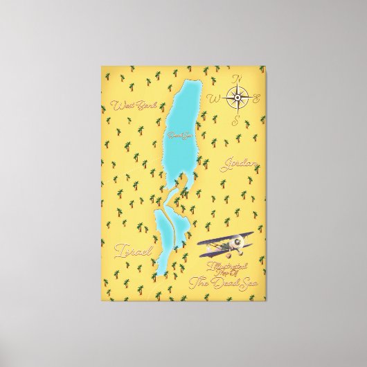 死海のヴィンテージ地図 キャンバスプリント (正面)