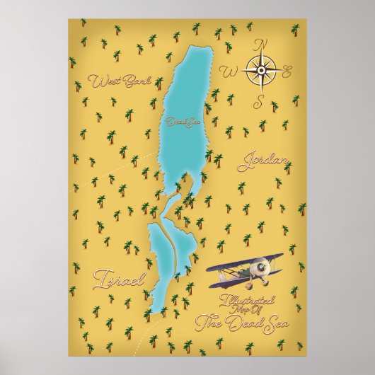 死海のヴィンテージ地図 ポスター (正面)