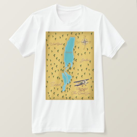 死海のヴィンテージ地図 Tシャツ (デザイン正面)