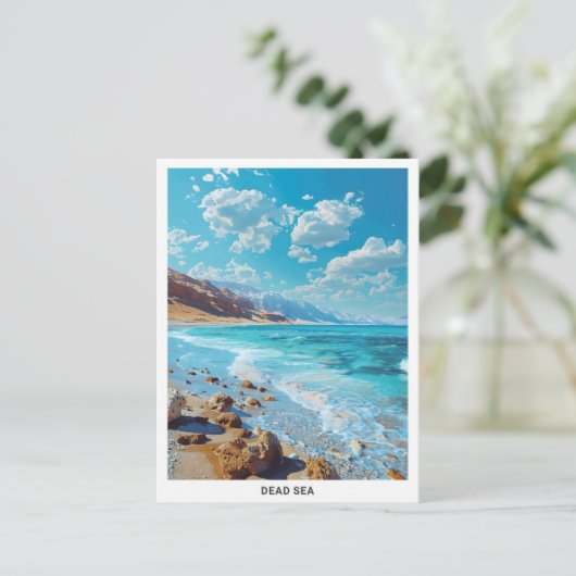 死海ヴィンテージ旅行の青い空 ポストカード (スタンド正面)