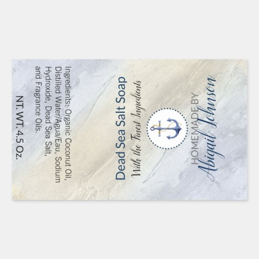死海塩クレイ自家製手作り石鹸 長方形シール (正面)