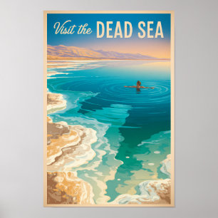 死海 イラスト 旅行 アート ヴィンテージ ポスター