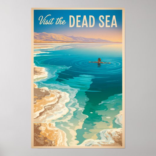死海 イラスト 旅行 アート ヴィンテージ ポスター (正面)