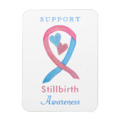 死産認識度リボンハートアートマグネット マグネット (縦)