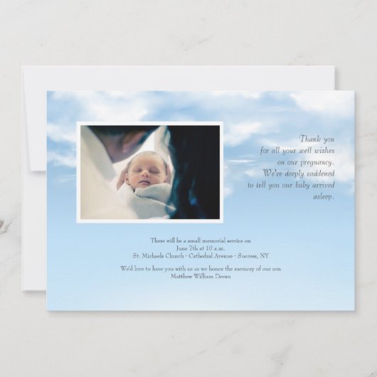 死産追悼のお知らせ 招待状 (正面)