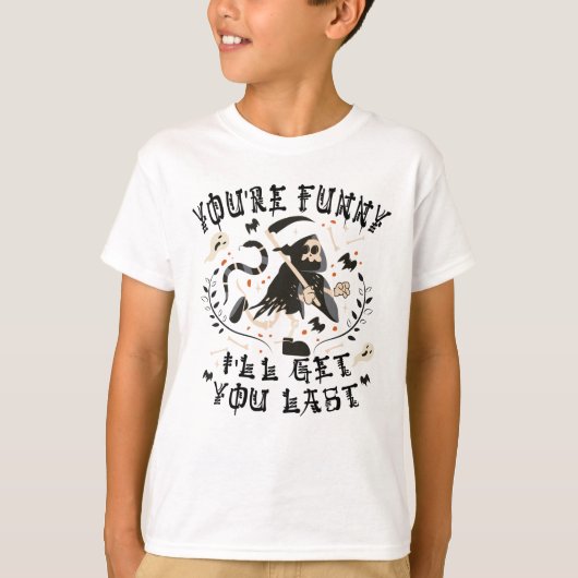 死神おもしろいスケルトンのハロウィーンの衣装 Tシャツ (正面)