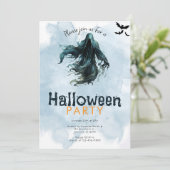 死神とコウモリのブルースモーク ハロウィンパーティー 招待状 (スタンド正面)