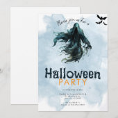 死神とコウモリのブルースモーク ハロウィンパーティー 招待状 (正面/裏面)