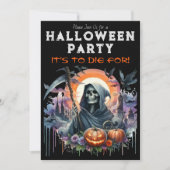 死神のかぼちゃと墓地のハロウィンパーティー 招待状 (正面)