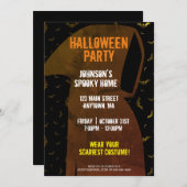 死神のこうもり飛んでいるハロウィーン 招待状 (正面/裏面)