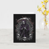 死神のアート ホラー ハロウィン カード (黄色い花)