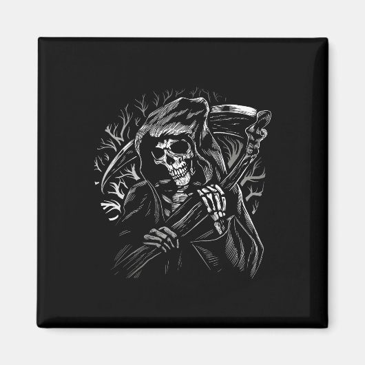 死神のスカル死scythe dead gothic holler マグネット (正面)