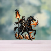 死神のスケルトン乗馬の炎 アクリルサイン (ニュートラル)