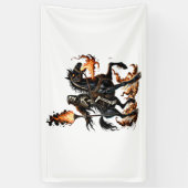 死神のスケルトン乗馬の炎 横断幕 (縦)