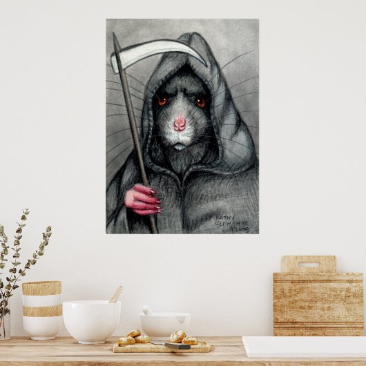 死神のネズミのポスターに注意 ポスター (キッチン)