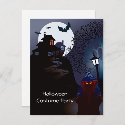 死神のハロウィンの衣裳のパーティの招待状 インビテーションポストカード (正面/裏面)